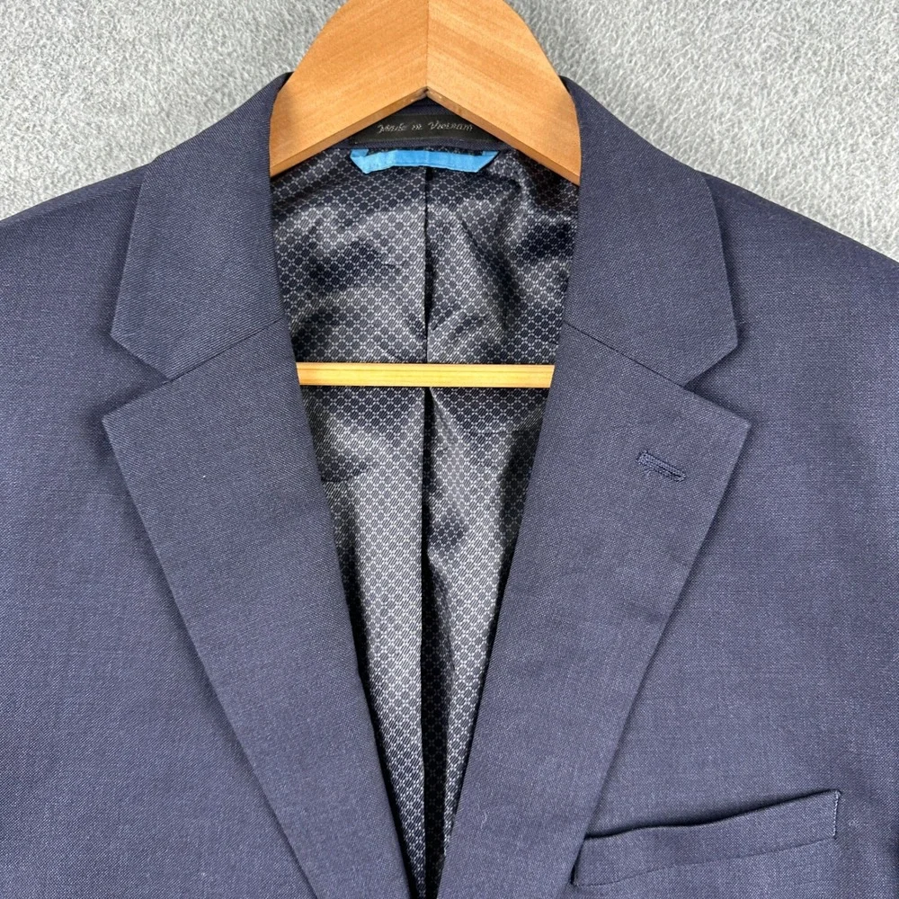 Van Heusen Blazer Mens 46L Blue Cool Flex Slim Fit Thermal Comfort Lining Jacket